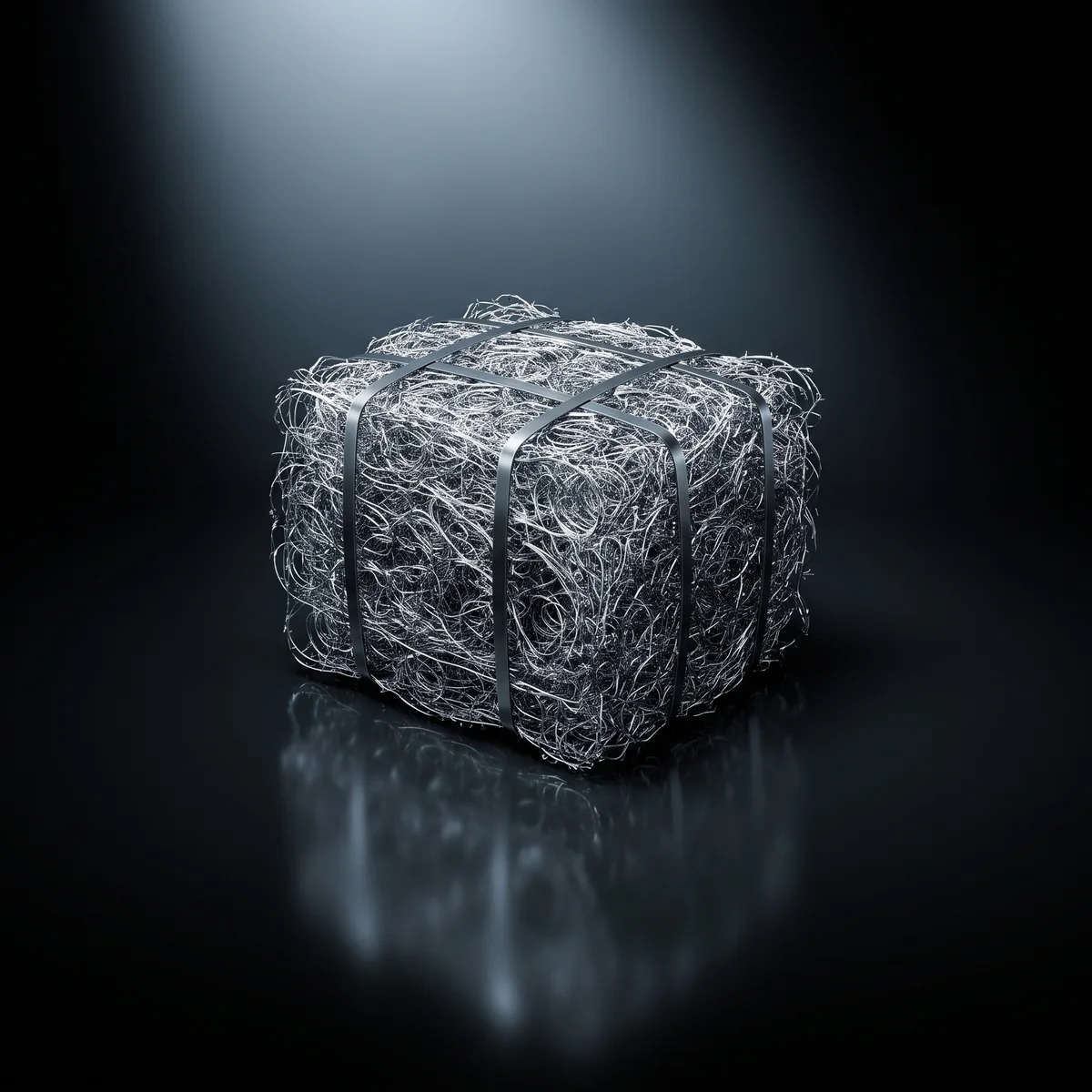 A bale of processed spring steel