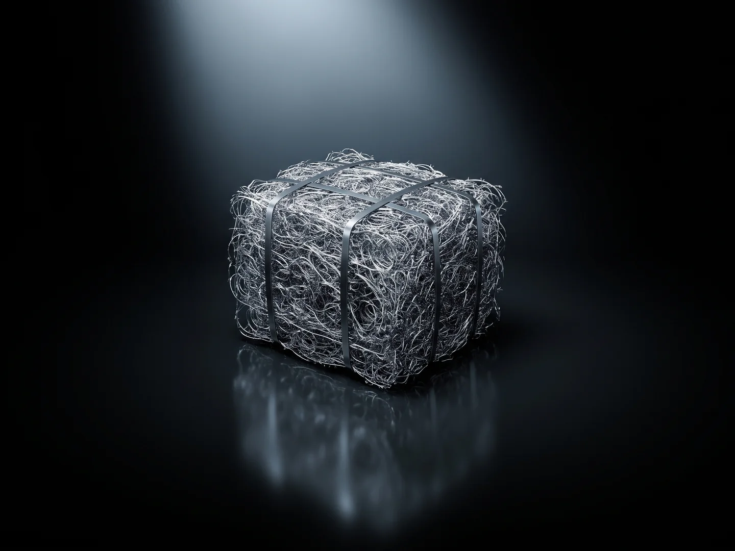 Rendered bale of processed steel