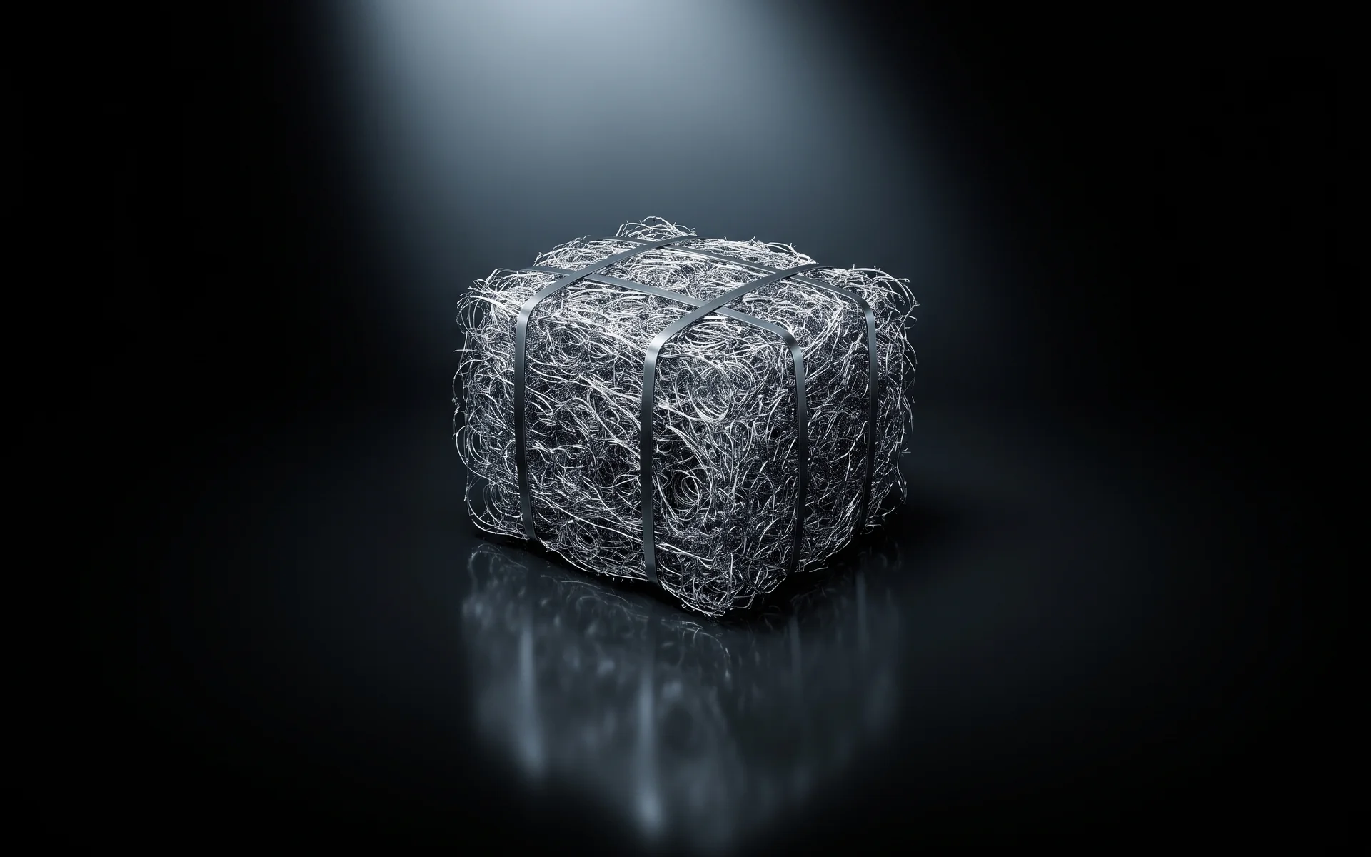 Rendered steel bale