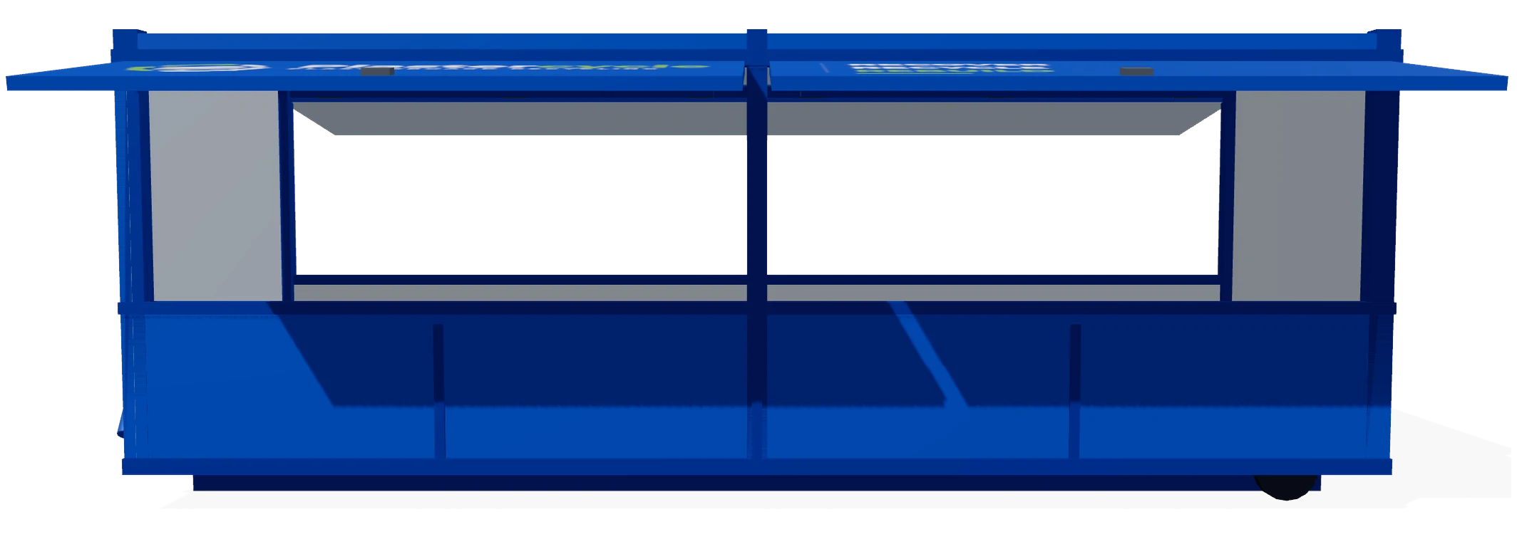 The Plastercycle bin with both side panels lifted